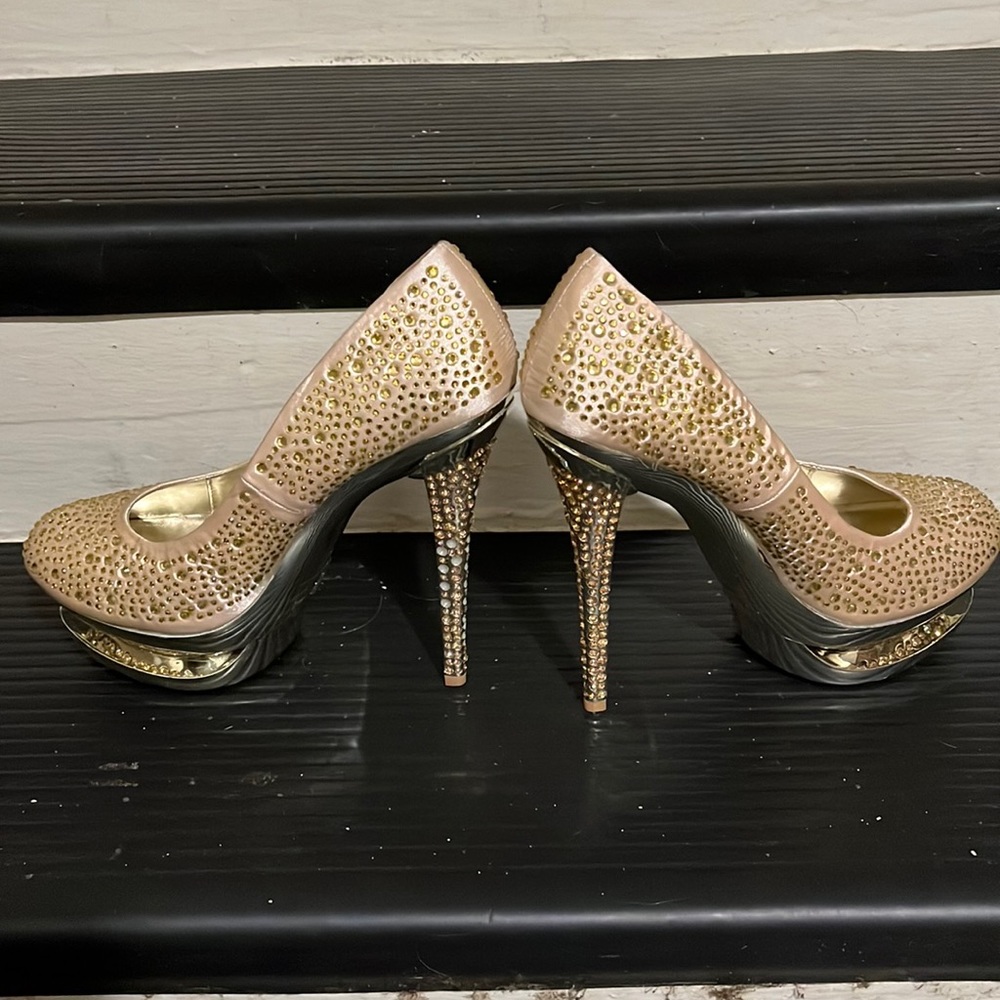 Champagne embellished heels